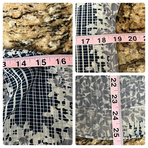 Vintage CaBi Sheer Printed Cap Sleeve Blouse Womens XS Oversized Boxy Tunic - Picture 6 of 11